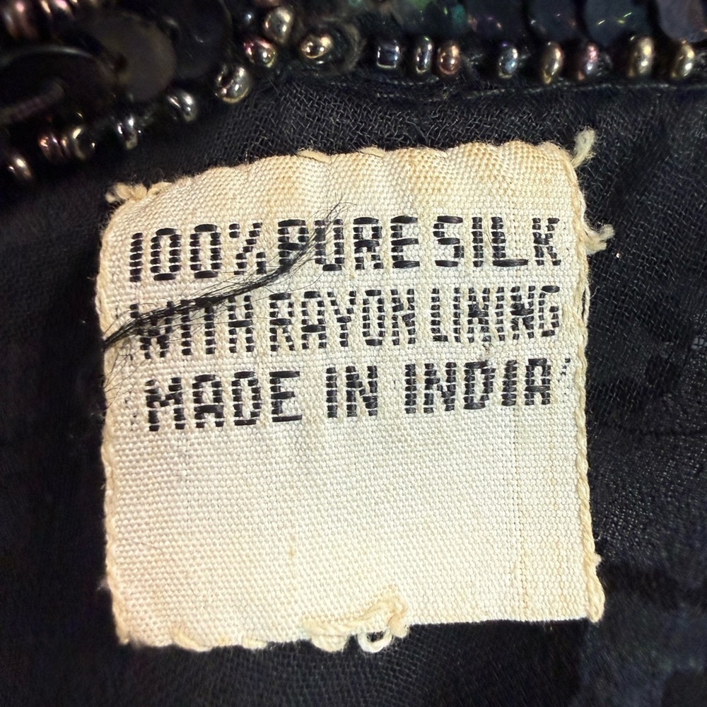 Vintage Black Silk Sequin Long Cardigan - Picture 7 of 11